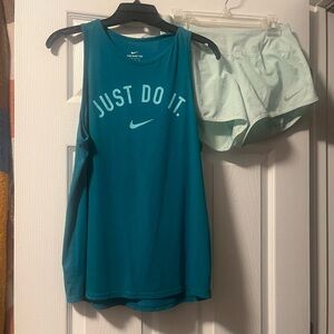 Nike Blue Tank Top and Light Green Shorts Set